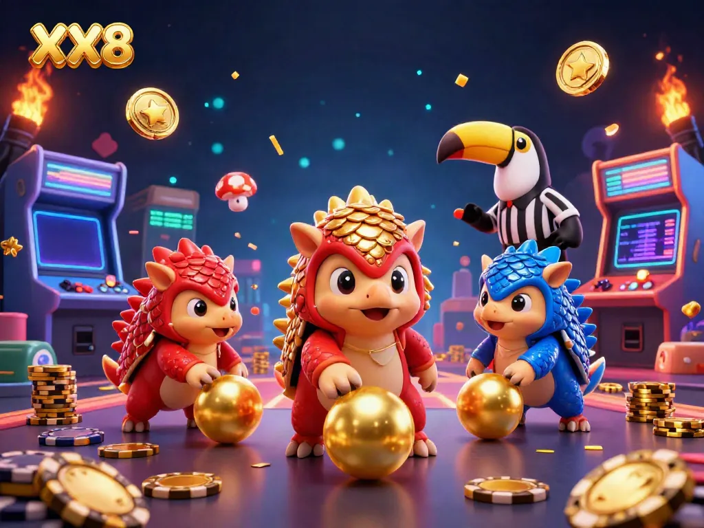 Experience dynamic play with XX8's vibrant pangolin rivals in a rich casino-themed showdown.