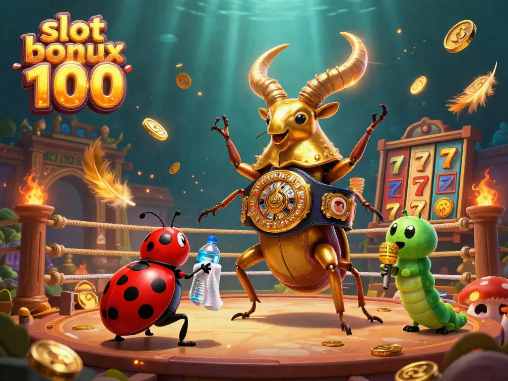 Promote excitement with slot bonus 100, featuring vibrant characters in an energetic gambling scene.