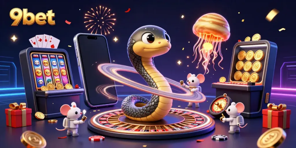 Watch tiny astronaut mice bet on a cosmic roulette wheel in a vibrant 9bet scene.
