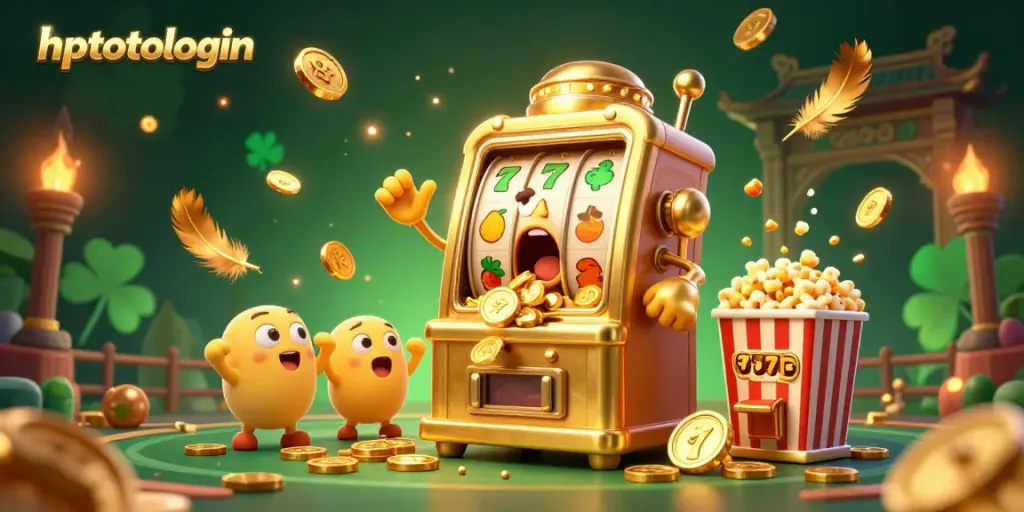 Hit the jackpot with hptotologin's golden slot machine, sparkling with coins and cheerful baby slots.