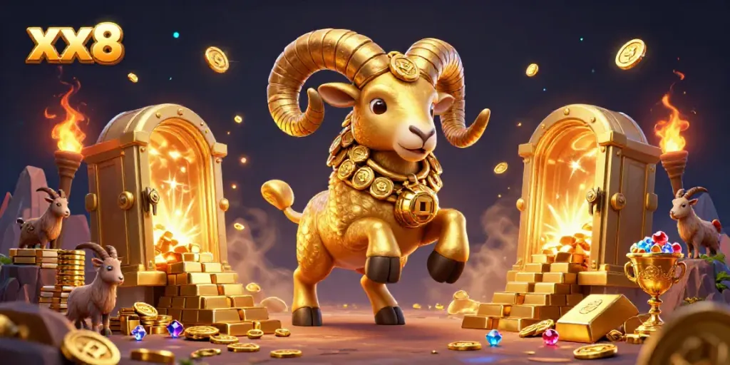 Play exciting online games at xx8 with thrilling visuals of golden treasures and animated characters.