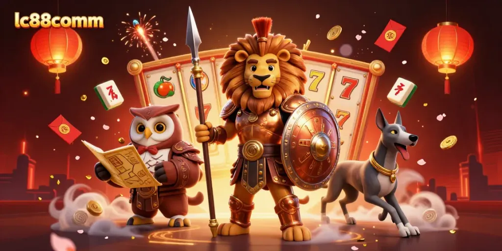 Engage with lc88comm’s vibrant casino world featuring dynamic characters, festive symbols, and rich gaming atmosphere.