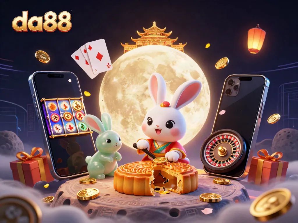 Engage with da88 casino featuring a moon rabbit illustrating casino games and bonuses.