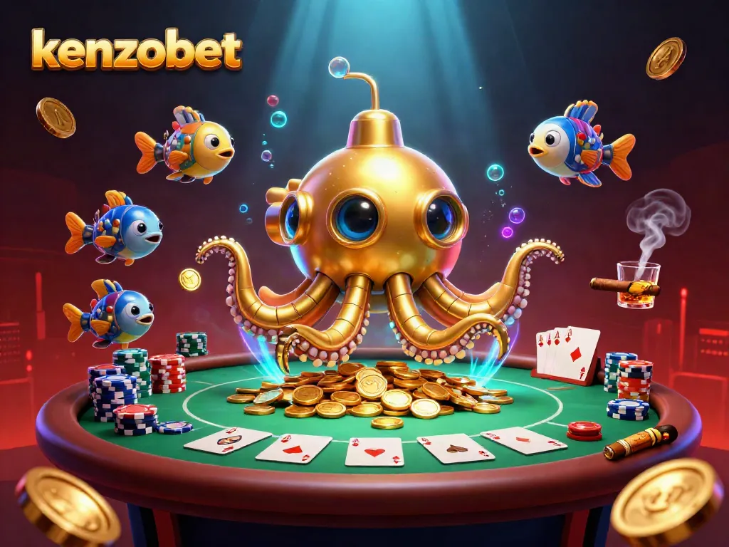 Engage in thrilling casino adventures with kenzobet featuring a vibrant underwater scene filled with poker excitement.