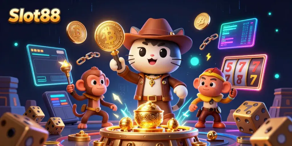 Experience exhilarating gameplay with Slot88 as a 3D cat explorer uncovers golden casino riches.