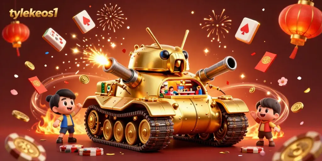 Experience the thrill of gambling at tylekeos1 with a vibrant casino-themed golden beetle tank illustration.