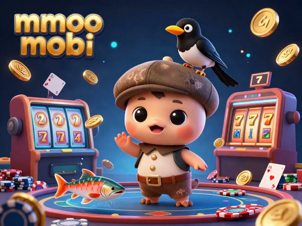 Engage with mmoo mobi by exploring a vibrant casino scene featuring baby Nessie, salmon, and gold coins.