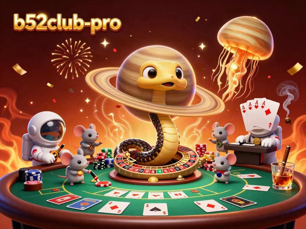 Experience the gaming universe with b52club-pro, featuring vibrant casino characters and action.