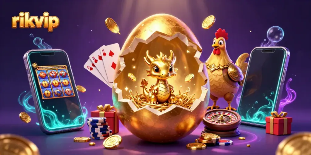 Engage with rikvip's thrilling online gaming experience featuring a golden dragon and exciting slot games.
