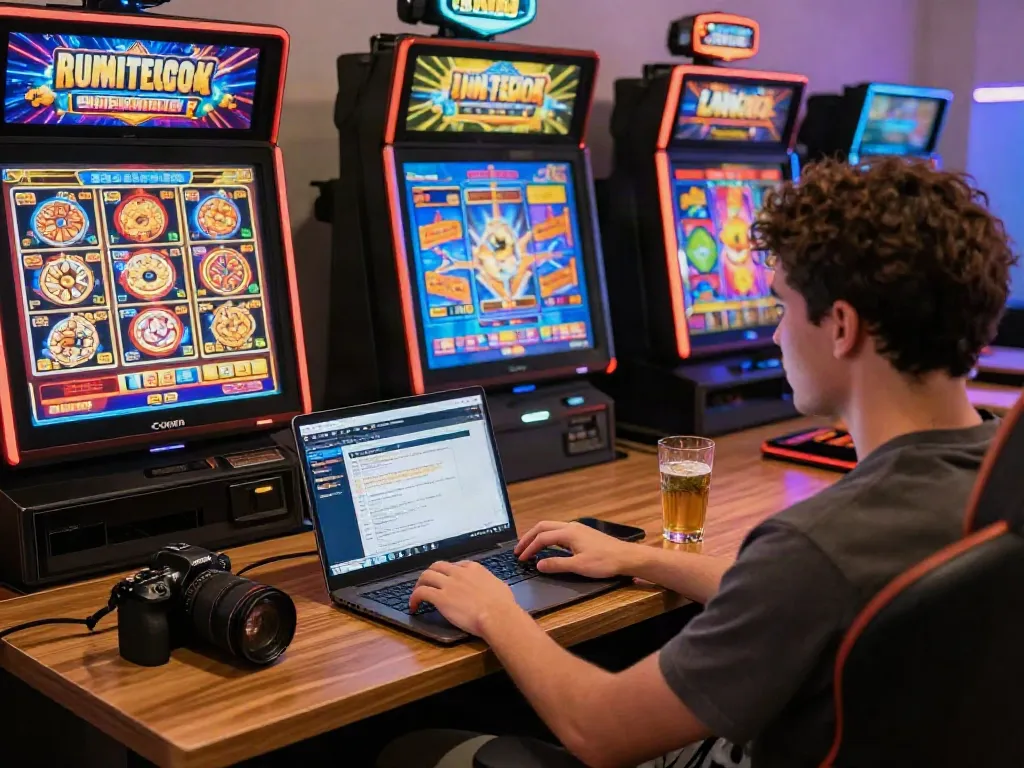 Player enjoying online slot88 gaming in a vibrant home setting.