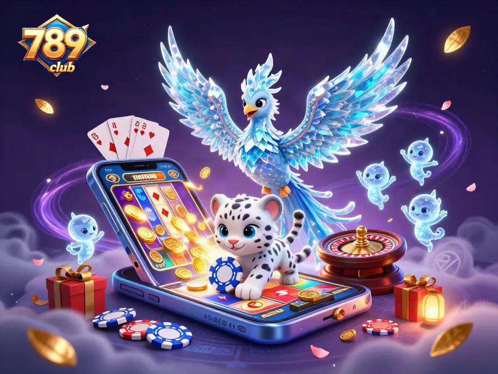 Experience exciting gaming action at 789club with a dazzling 3D representation of casino elements.