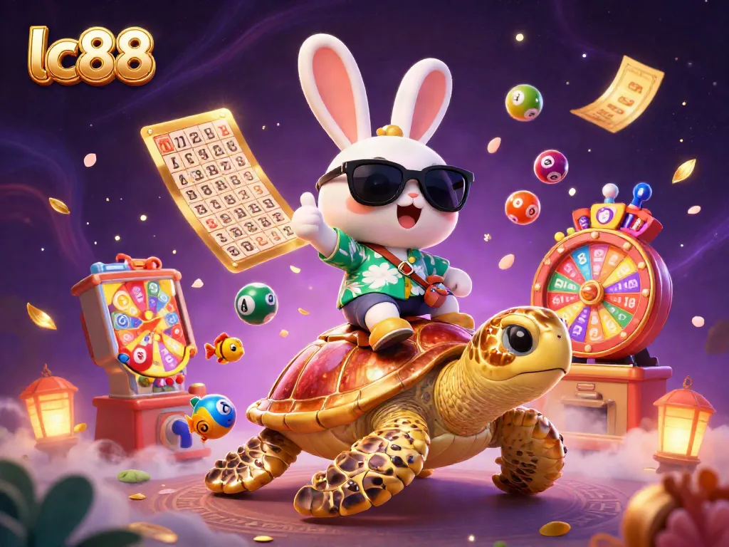 Experience the excitement of lc88 as the lucky rabbit celebrates a casino win with vibrant colors and dynamic energy.