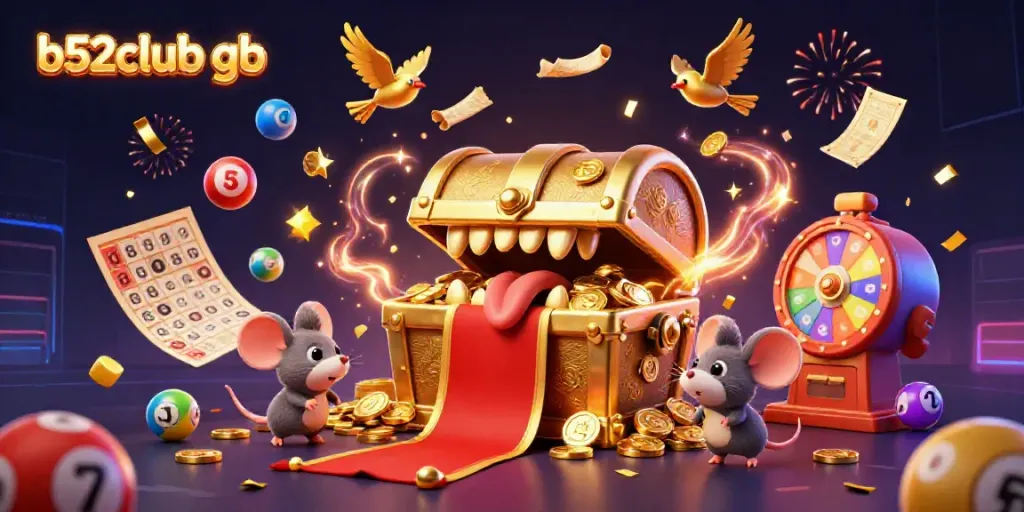 Experience thrilling winnings at b52club gb with interactive elements and festive design in an engaging casino scene.