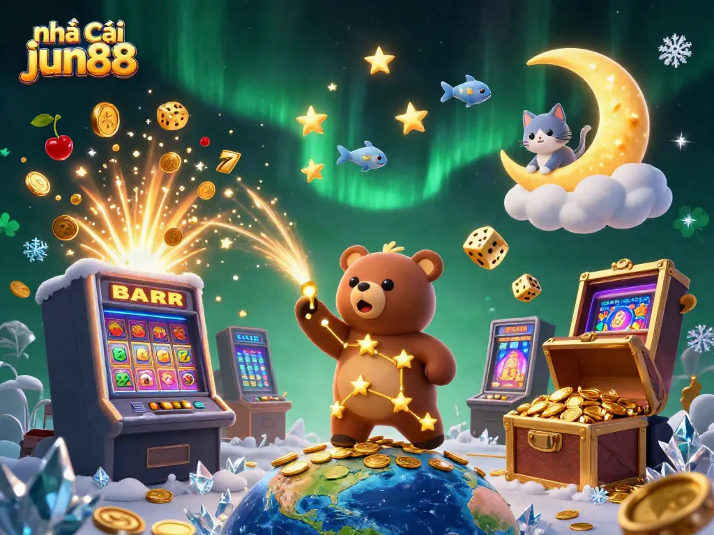 Experience the excitement at nhà cái jun88 with a spectacular 3D casino adventure filled with coins and vibrant characters.