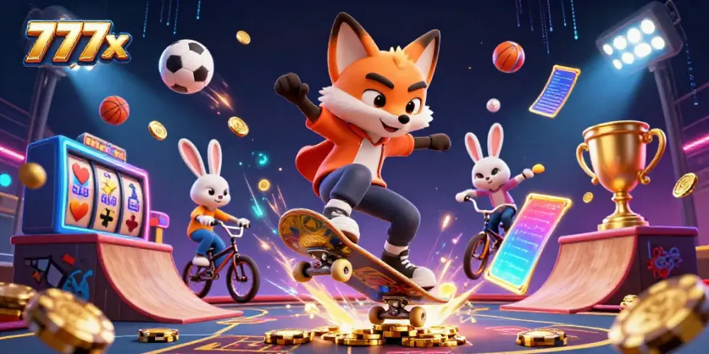 Experience thrilling casino action with 777x featuring vibrant characters and energetic gameplay elements.