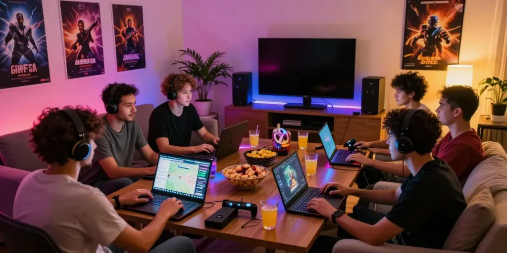 Engaging gaming community scene showcasing kilat404 gaming experience with friends.