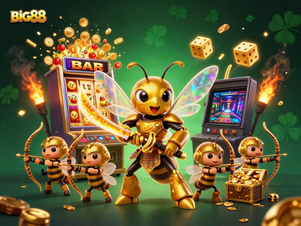 Unleash winning strategies at BIG88 with a vibrant 3D casino illustration packed with excitement.