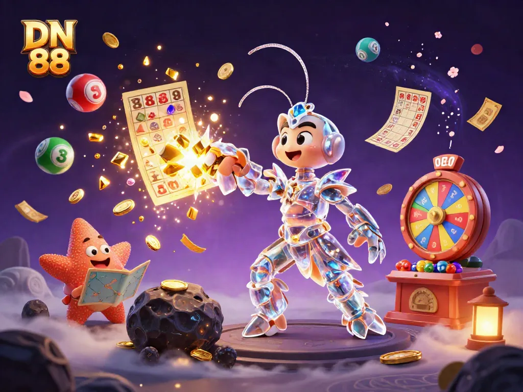 Engage with DN 88's vibrant online casino experience featuring rich 3D elements of rewards and games.
