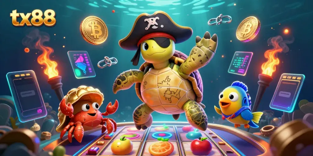 Experience thrilling gaming adventures with tx88 in this vibrant underwater casino scene.
