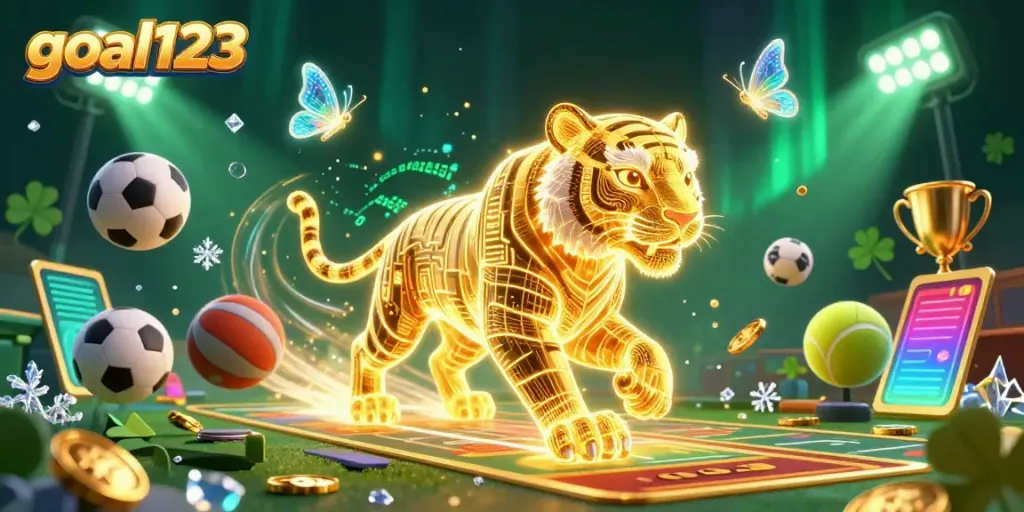 Experience thrilling excitement at goal123 with our vibrant casino illustration, featuring dynamic sports elements.