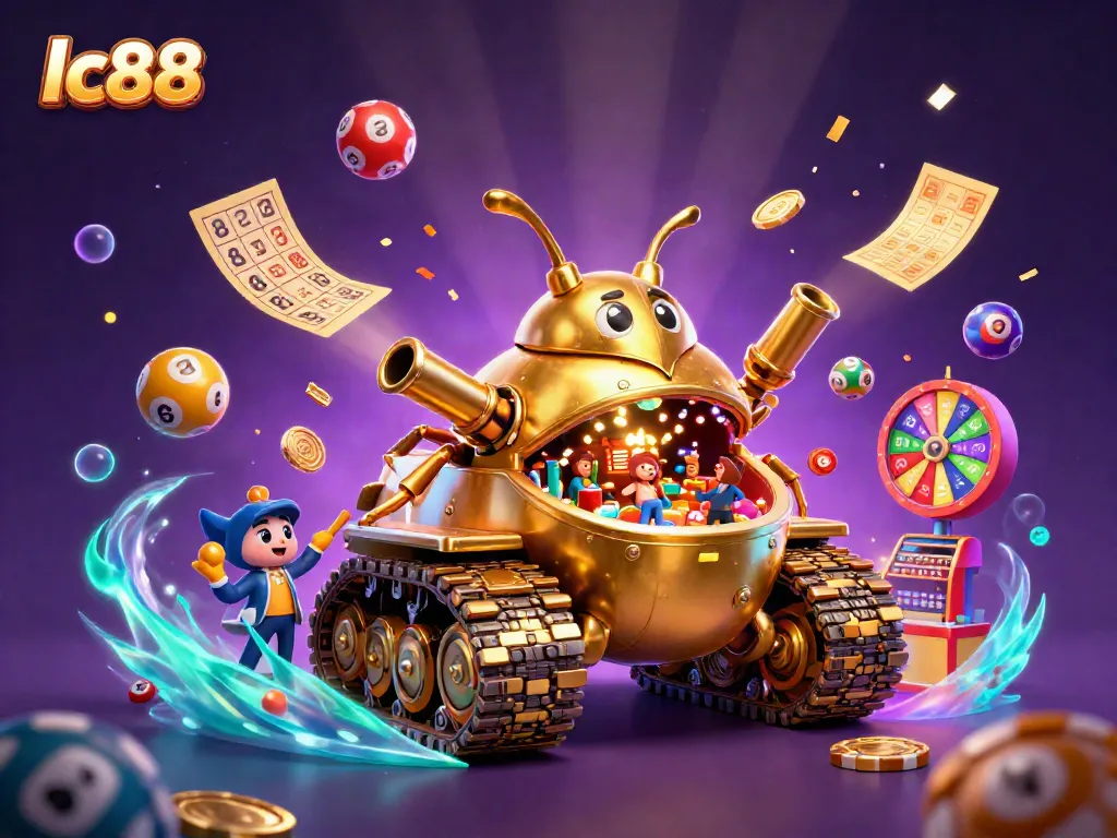 Experience the thrilling lc88 casino adventures in an ultra-detailed 3D rendering of a golden beetle tank