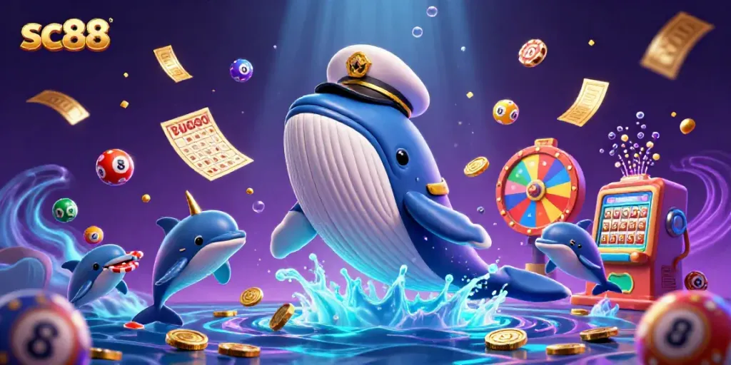 Experience the excitement of sc88 with a playful casino-themed scene featuring colorful visual elements.