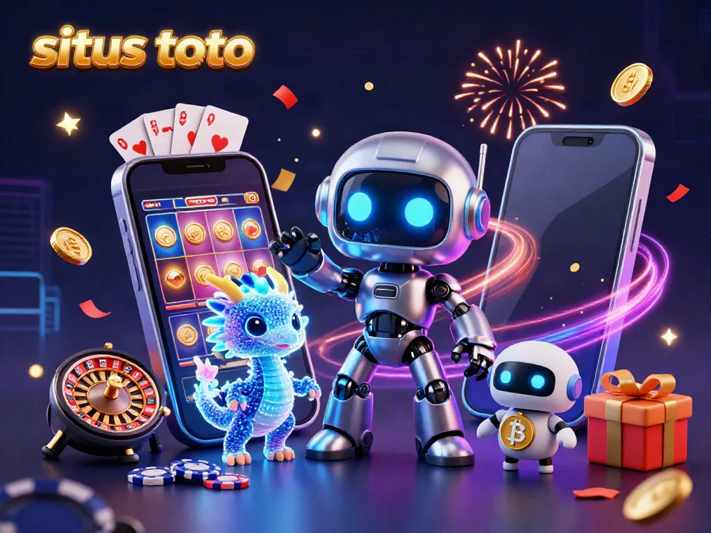 Menangkan permainan di situs toto dengan robot cyberpunk dan harta karun kasino virtual yang berkilauan.