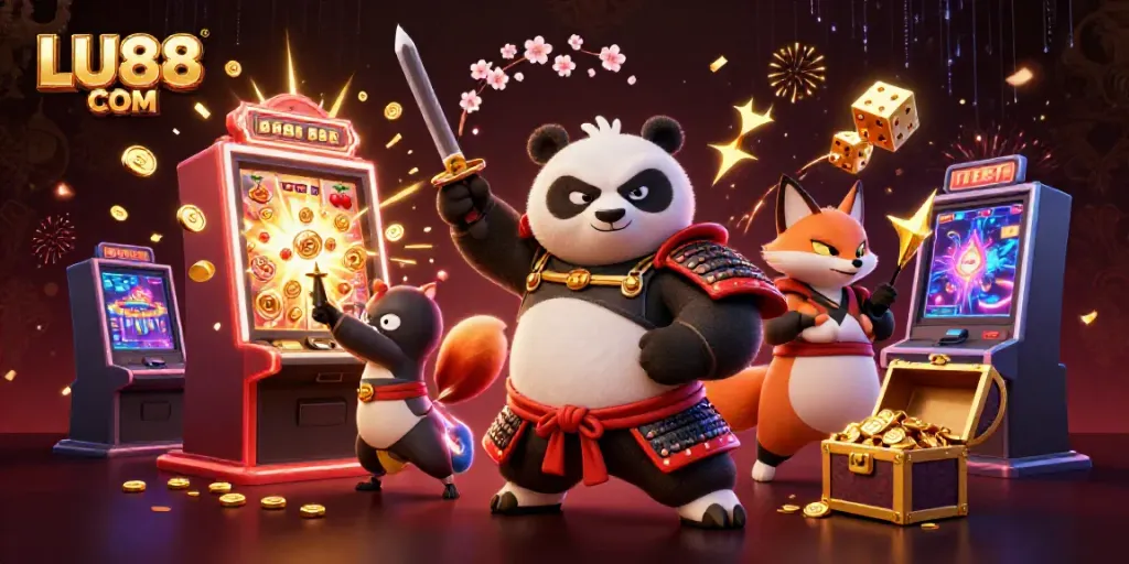 Join the excitement of LU88 COM with this dynamic 3D illustration showcasing thrilling casino action.