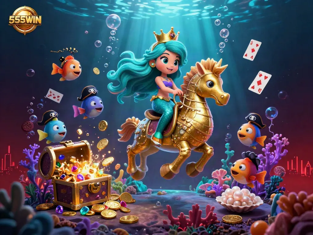 Experience exhilarating underwater riches with 555WIN's vibrant mermaid casino adventure.