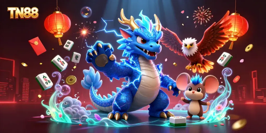 Experience thrilling gameplay action at TN88, featuring vibrant characters and stunning casino elements.