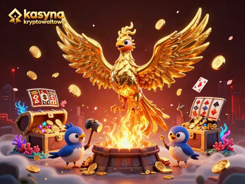 Engage with kasyna kryptowalutowe showcasing a golden phoenix amidst vibrant casino elements.