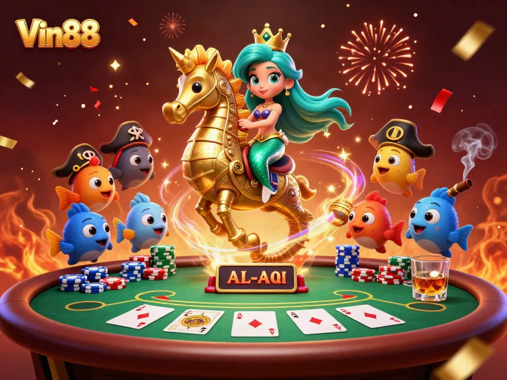 Experience thrilling poker action at Vin88 with colorful characters and exciting game elements.