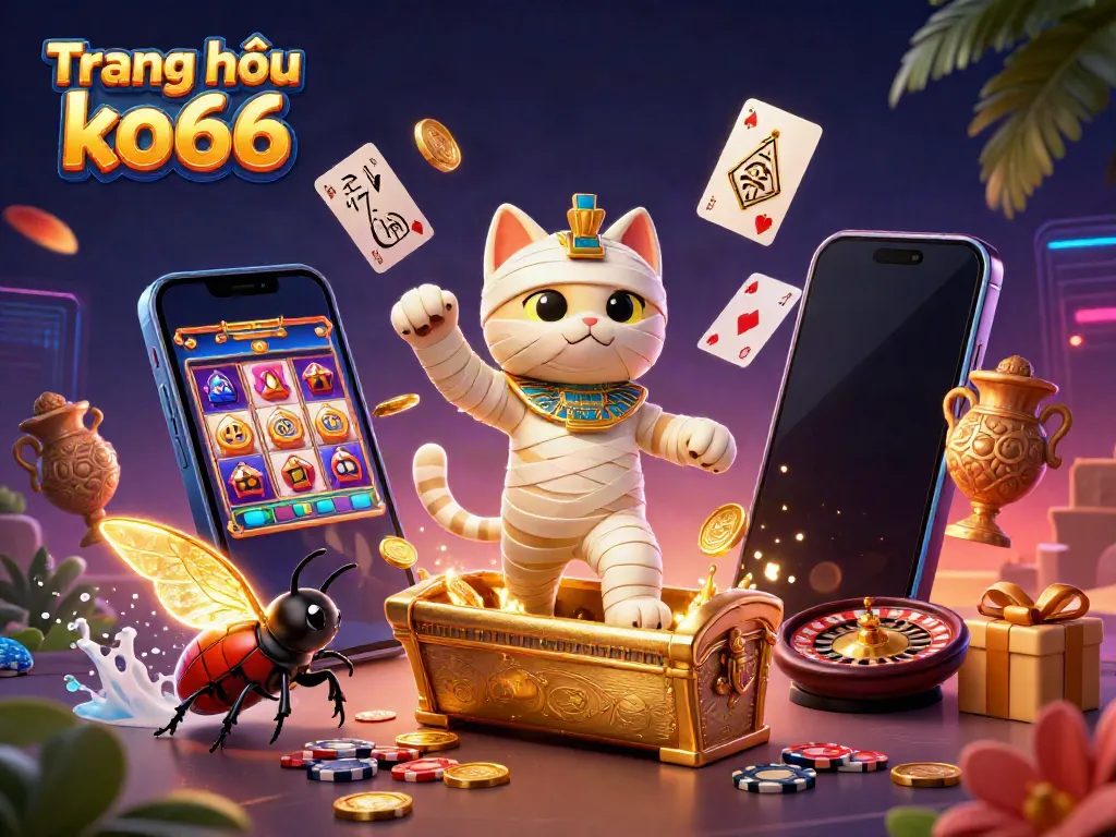 Experience excitement at Trang chủ ko66 with a 3D Egyptian mummy cat and dynamic casino elements.