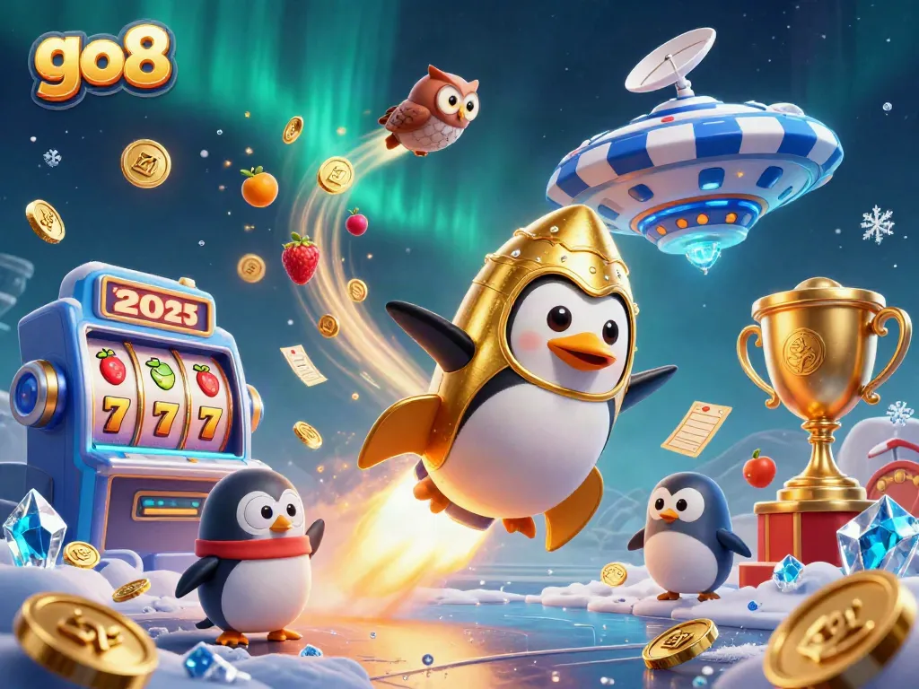 Betting strategies unfold as the go8 penguin takes aim at the jackpot in a vibrant casino-themed universe.