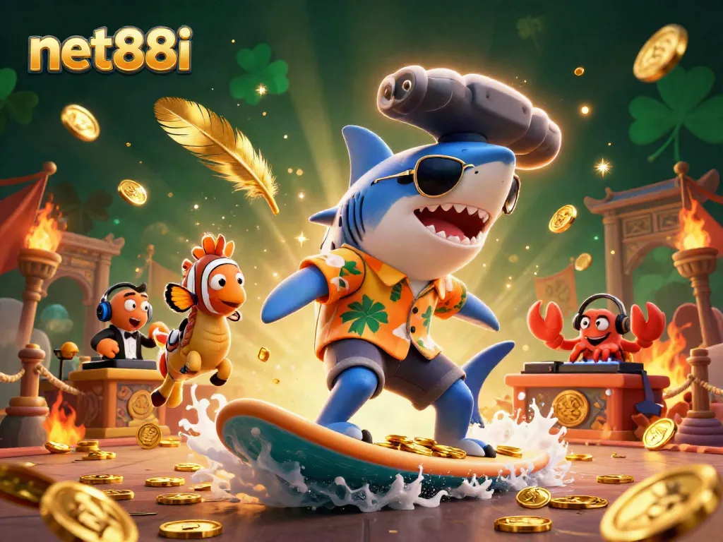 Experience the thrill of net88i with our vibrant 3D cartoon illustration showcasing epic casino characters and elements.