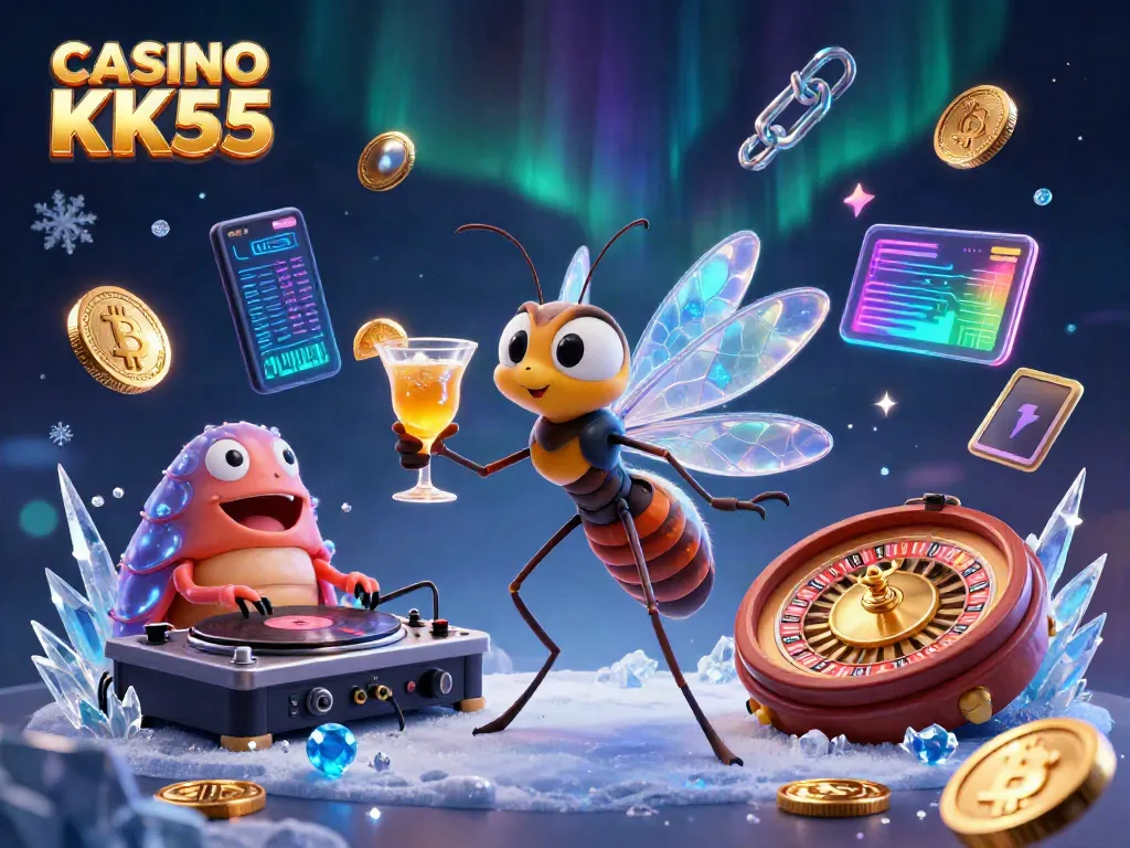 Experience the excitement of CASINO KK55 with vibrant characters and digital gaming elements!