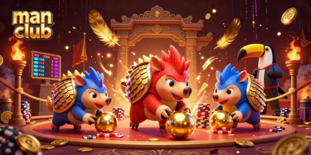 man club pangolins competing in a vibrant casino setting, showcasing gambling excitement
