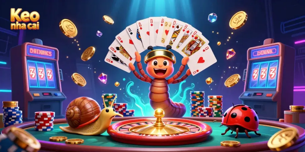 Experience thrilling gameplay with Keo nha cai casino elements in a vibrant 3D illustration.